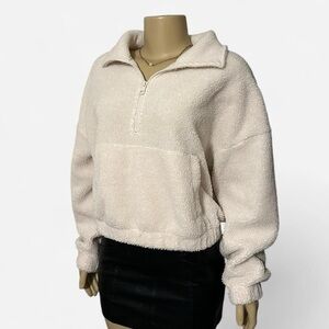 American Eagle Outfitters Cream Teddy Jacket